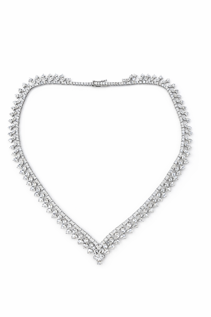 Diamond Cascade Necklace in White Gold