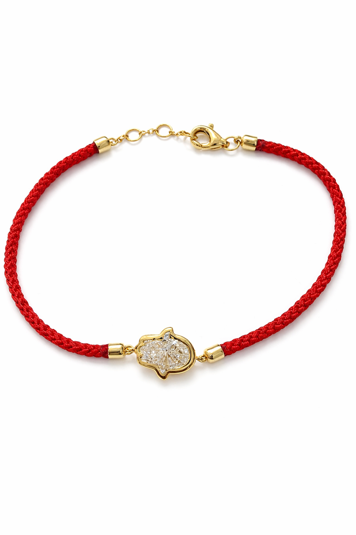 Hamsa Bezel with Red Rope Bracelet (1.13ctw)