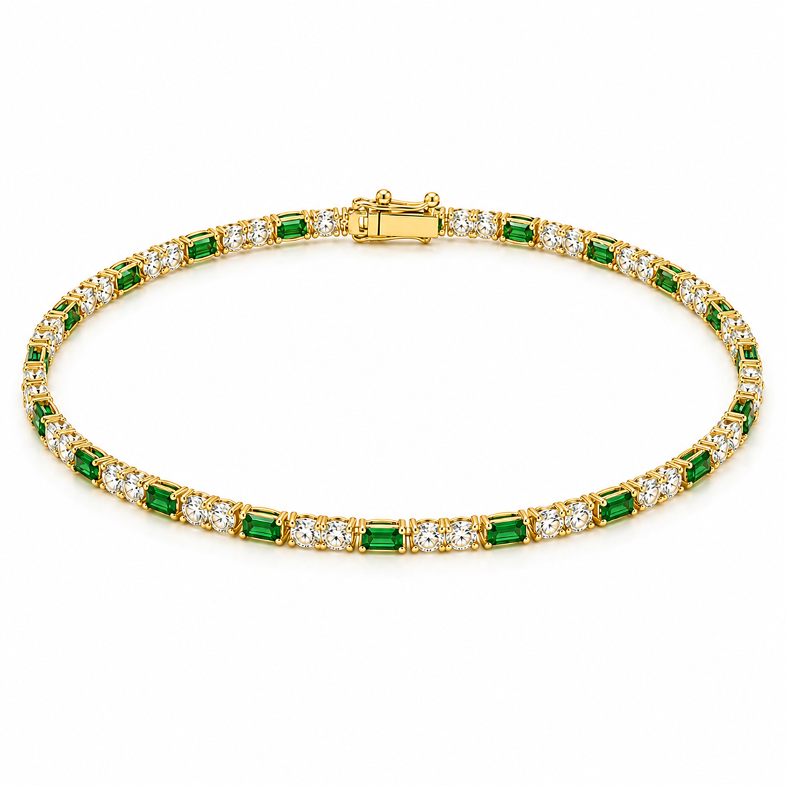 Tennis Bracelet Green Emerald and Round Bracelets (4.42ctw)