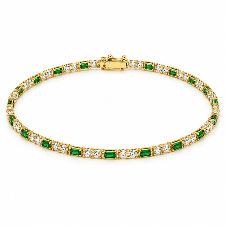 Tennis Bracelet Green Emerald and Round Bracelets (4.42ctw)