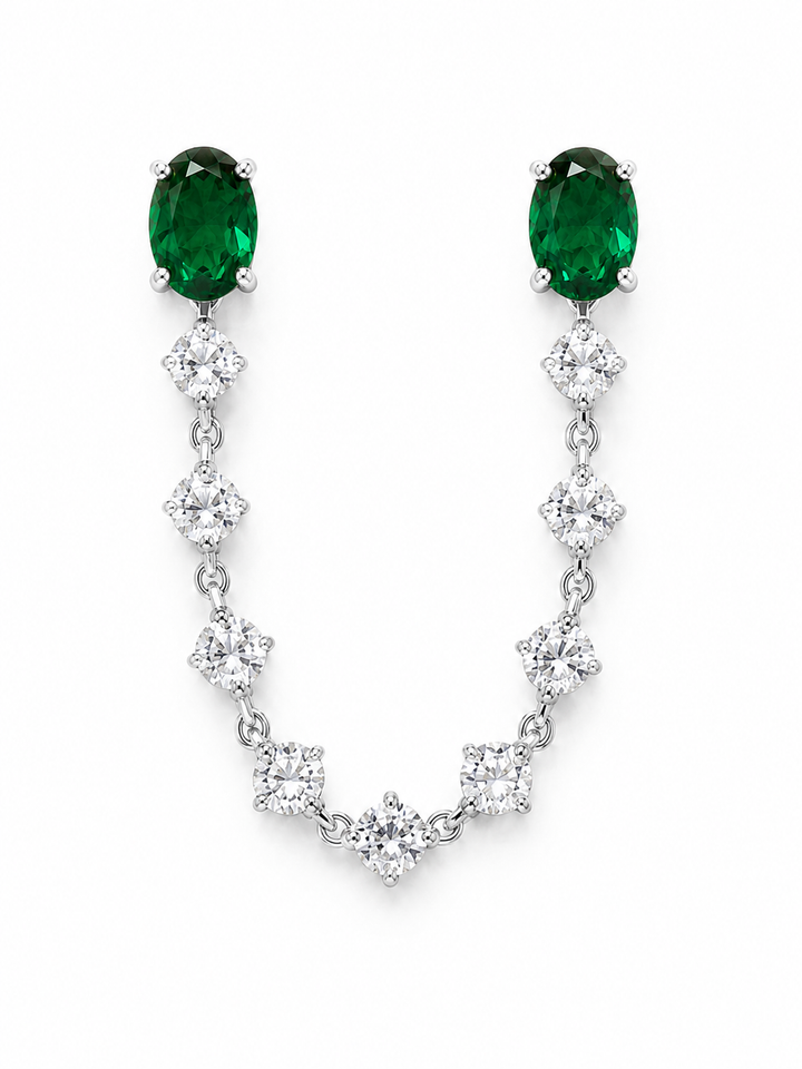 14k White Gold Diamond and Emerald Crawler