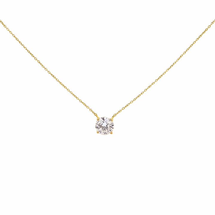 Lab Grown Diamond Solitaire Round Pendant In Yellow Gold (2.01ctw)