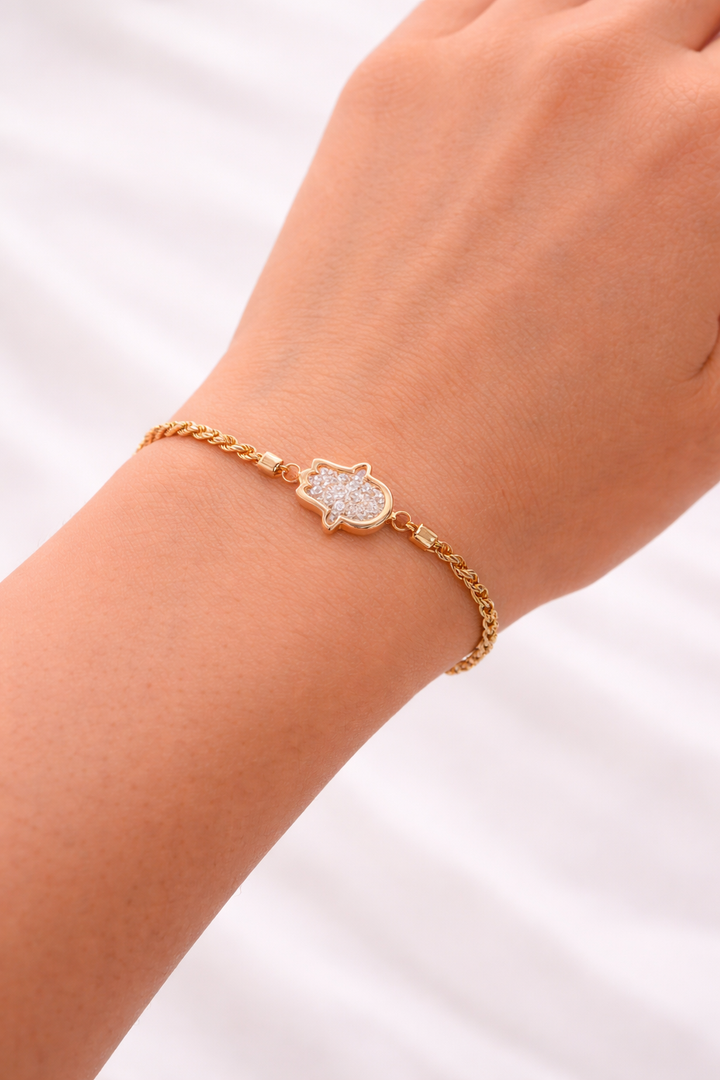 Hamsa Bezel Bracelet in Rose Gold  (2.12ctw)