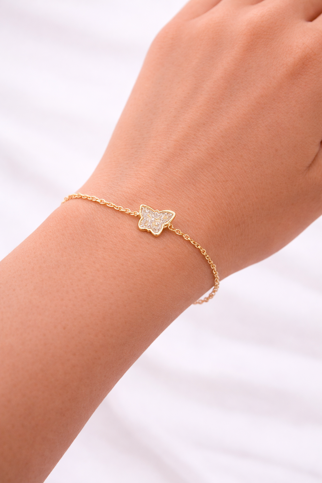 Unique Diamond Butterfly Shape Bracelet in Yellow Gold