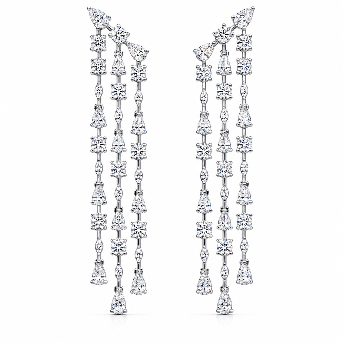Three Layered Mixed Diamond Earrings