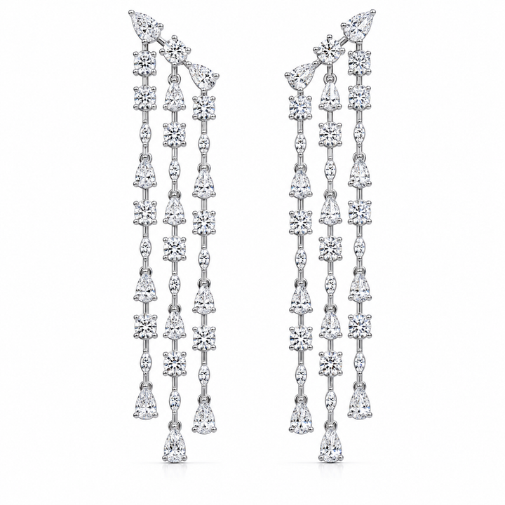 Three Layered Mixed Diamond Earrings