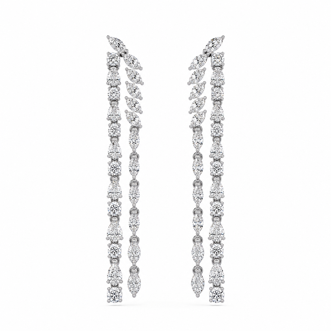 Mixed Shapes Two Layered Diamond Earrings