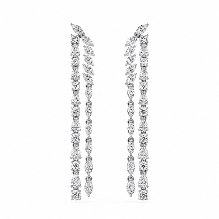 Mixed Shapes Two Layered Diamond Earrings