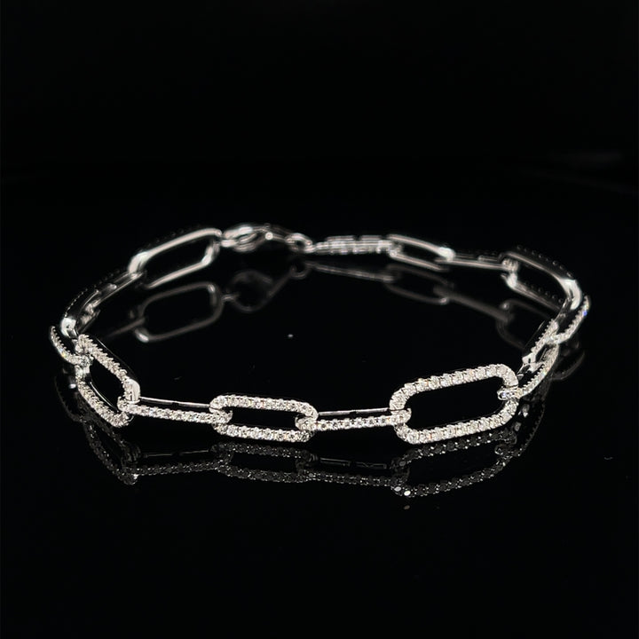 White Gold PaperClip Diamonds Bracelet - Elgrissy Diamonds