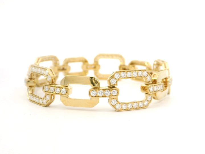 Large Yellow Gold Chain Diamonds Bracelet