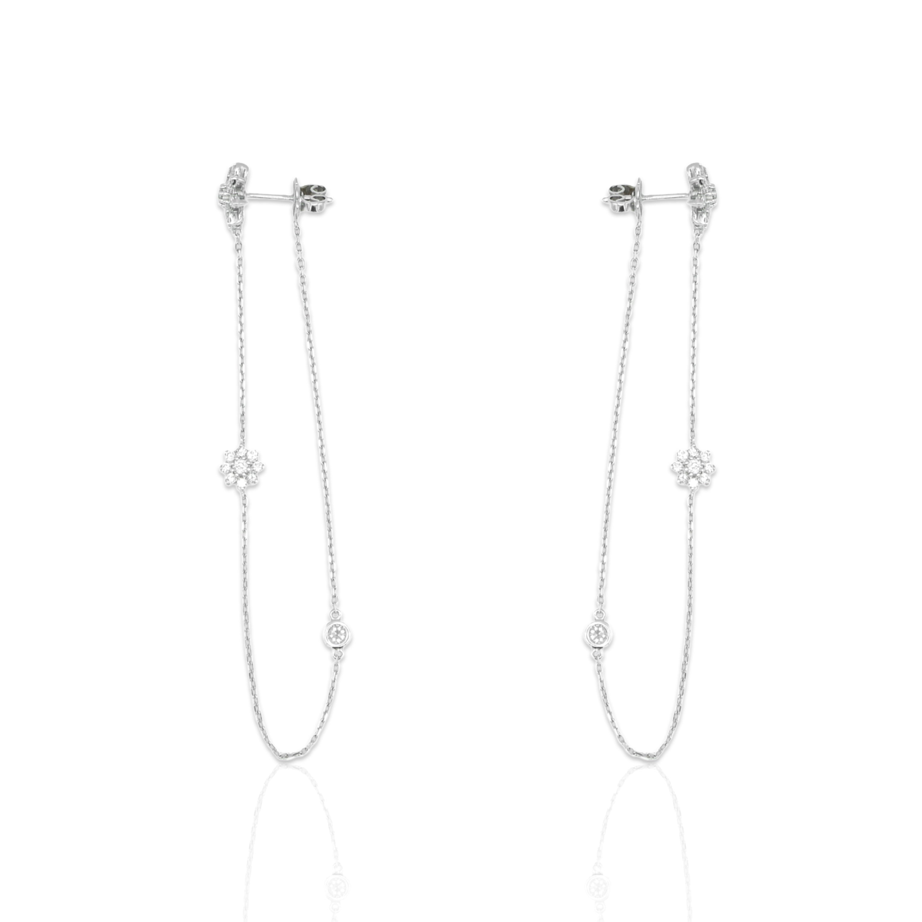 Flower Chain Strand Earrings - Elgrissy Diamonds