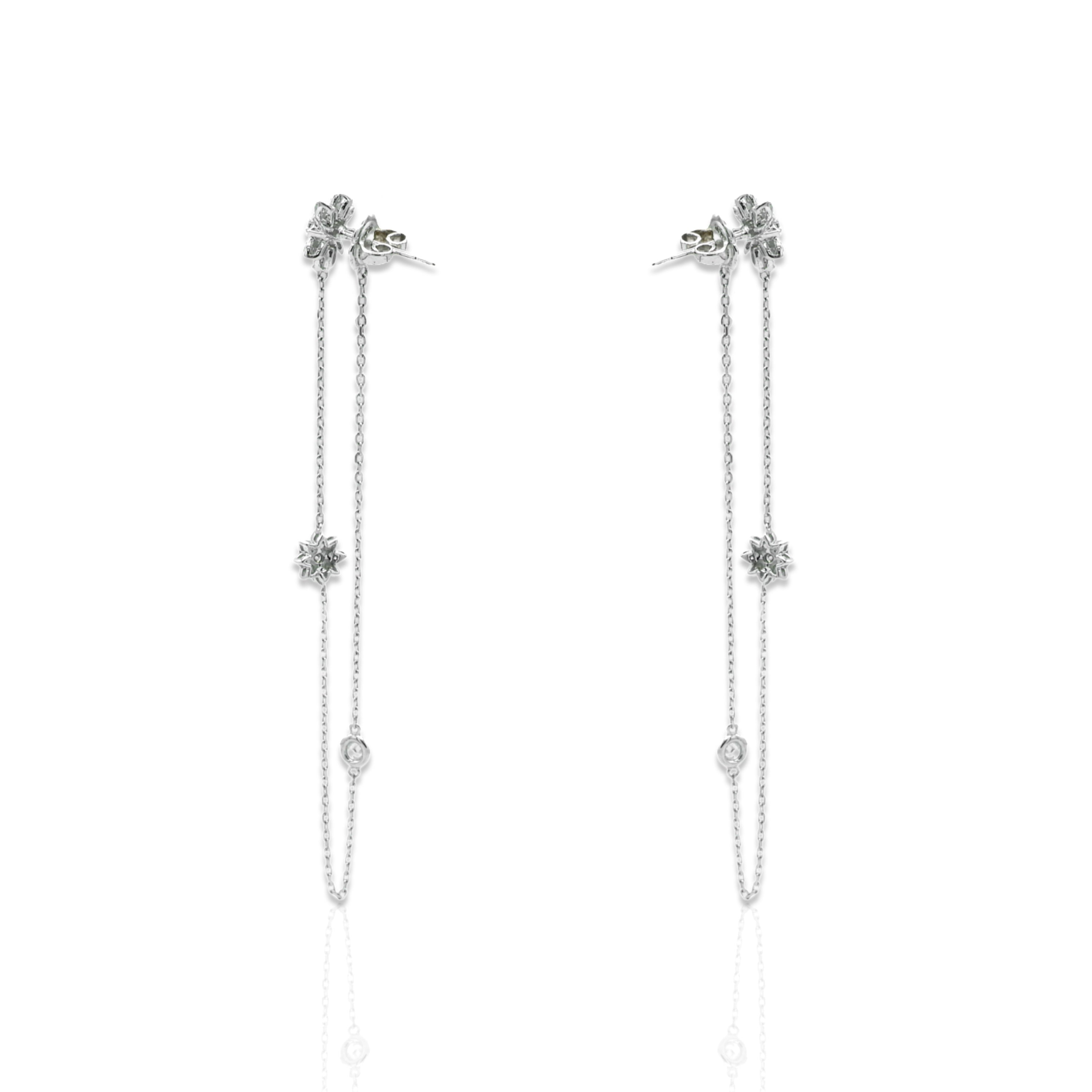 Flower Chain Strand Earrings - Elgrissy Diamonds