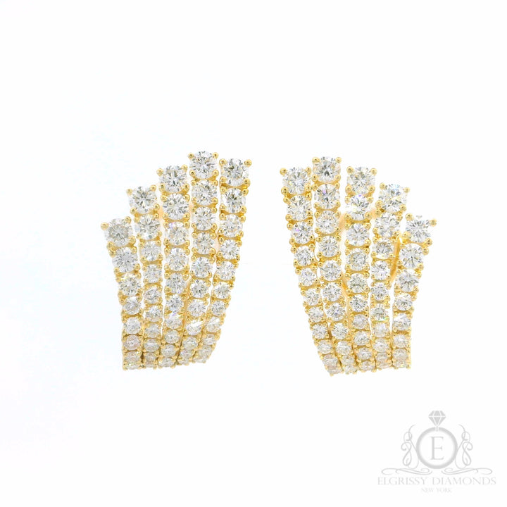 Yellow Gold Crown Statement Earrings