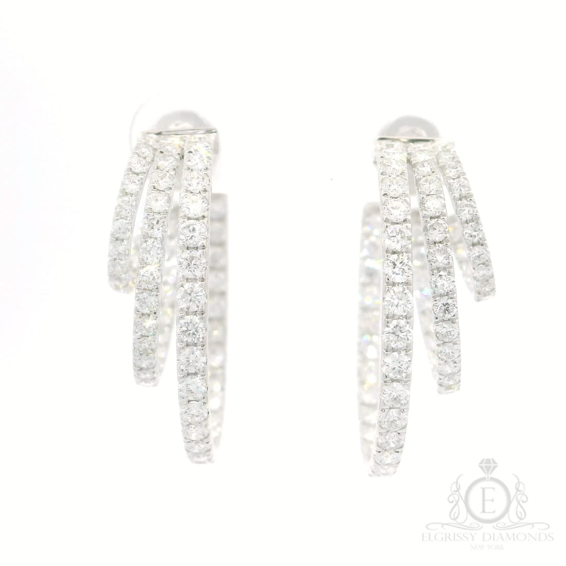 Triple Hoop Diamonds Earrings