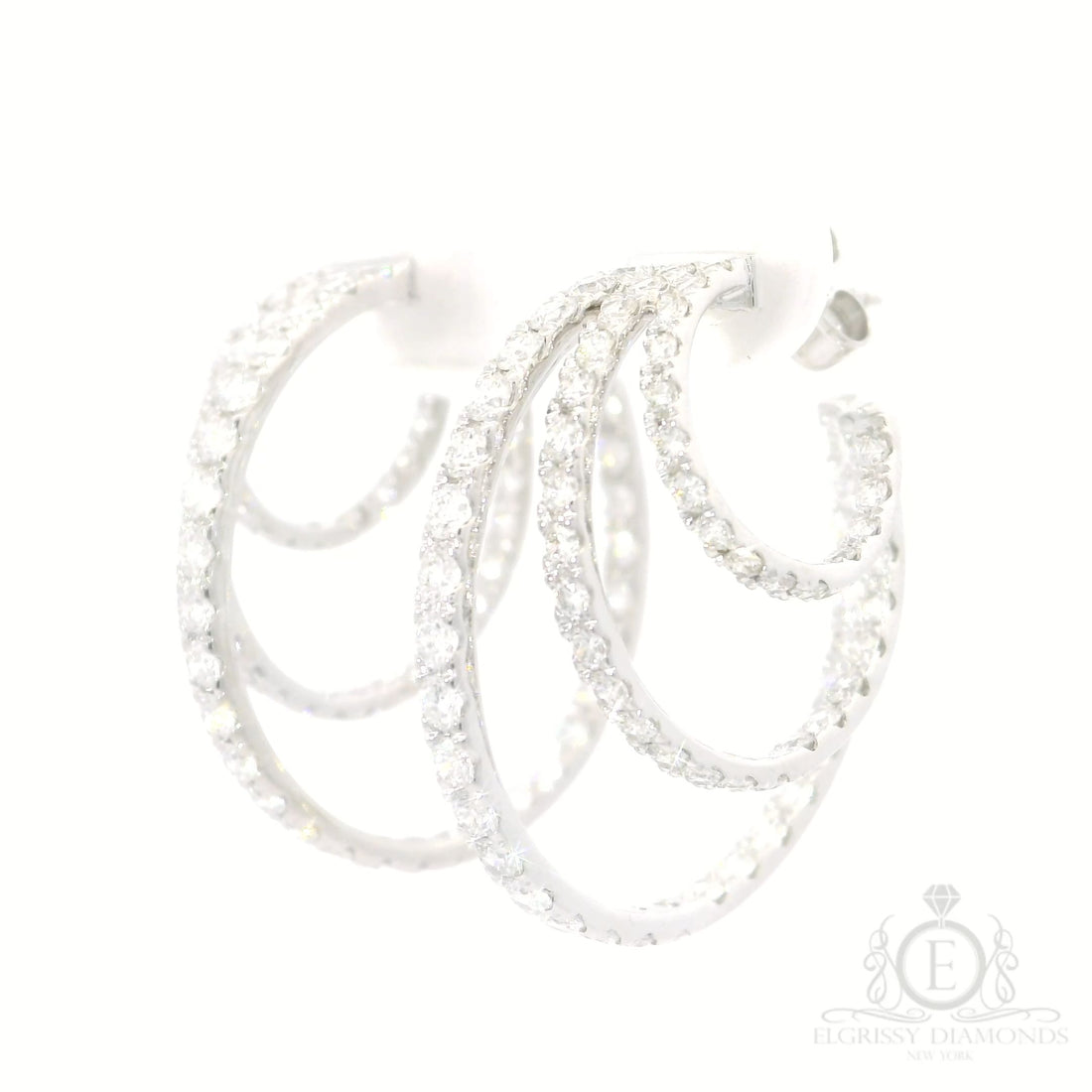 Triple Hoop Diamonds Earrings