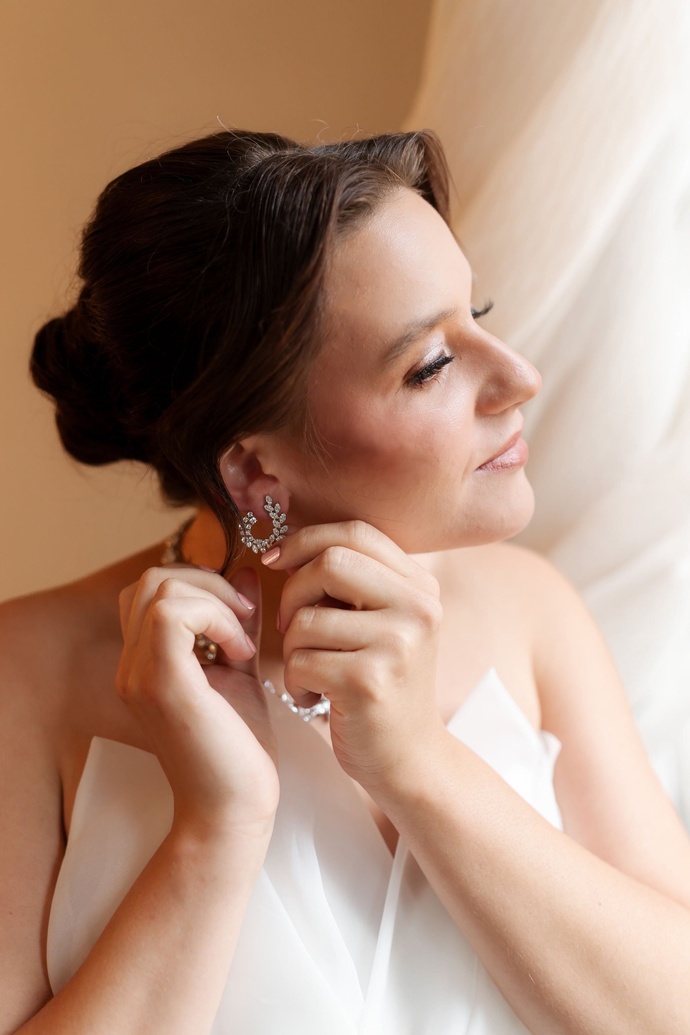 Pavé Leaf Statement Hoop Earrings for Rent