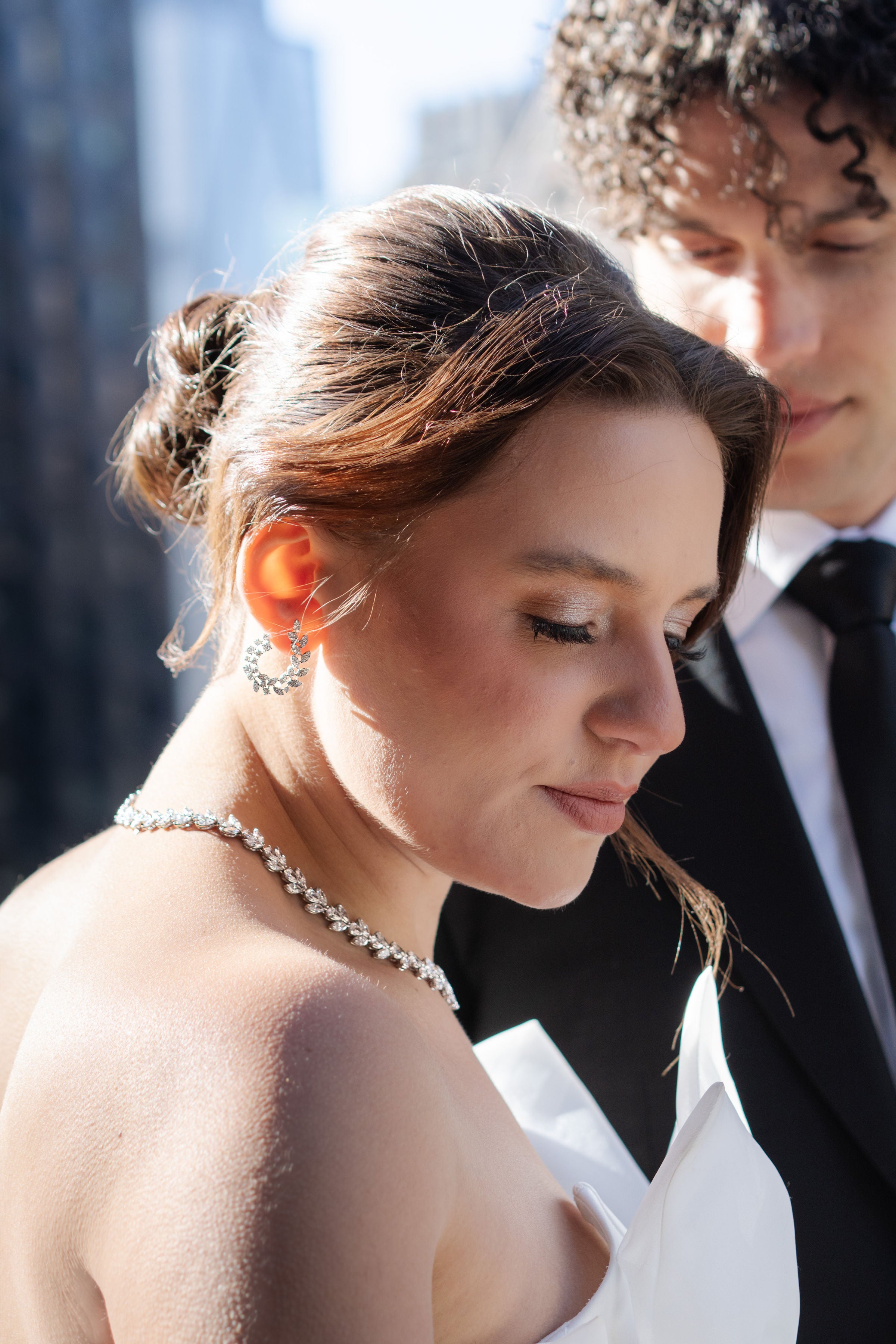 Pavé Leaf Statement Hoop Earrings for Rent