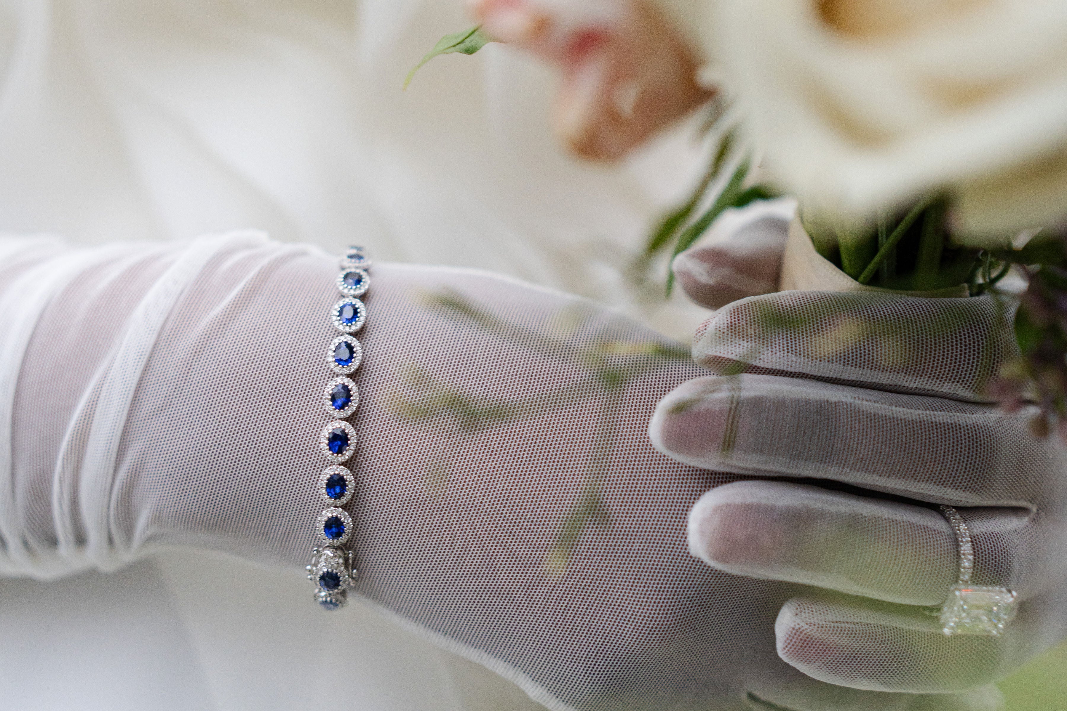 Halo Oval Sapphire Tennis Bracelet for Sale