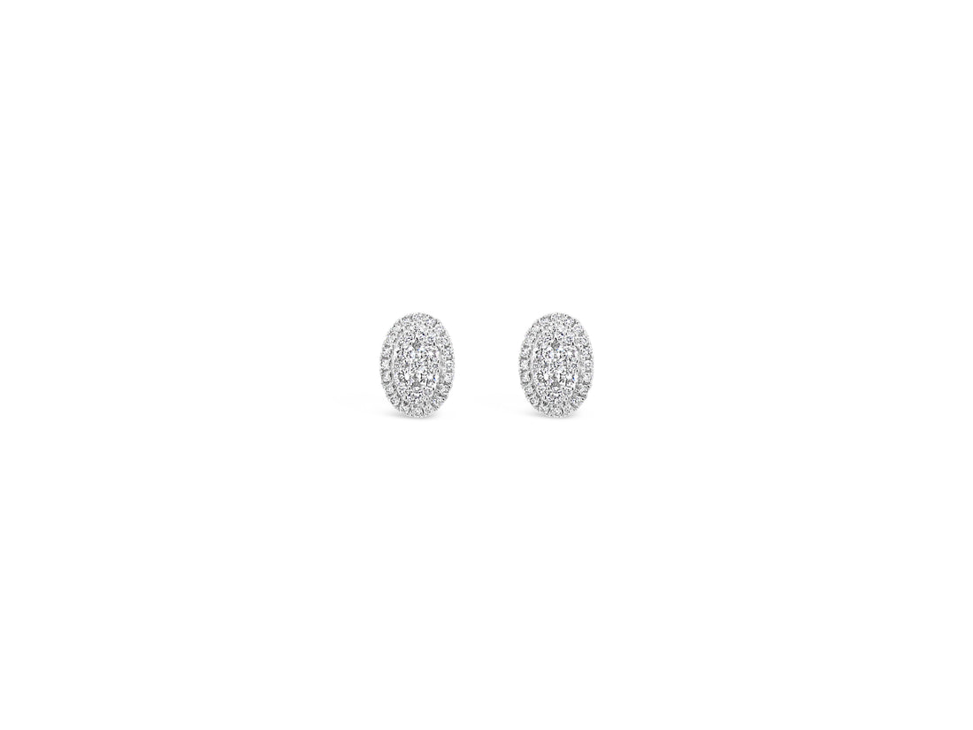 Oval Diamonds Cluster Studs