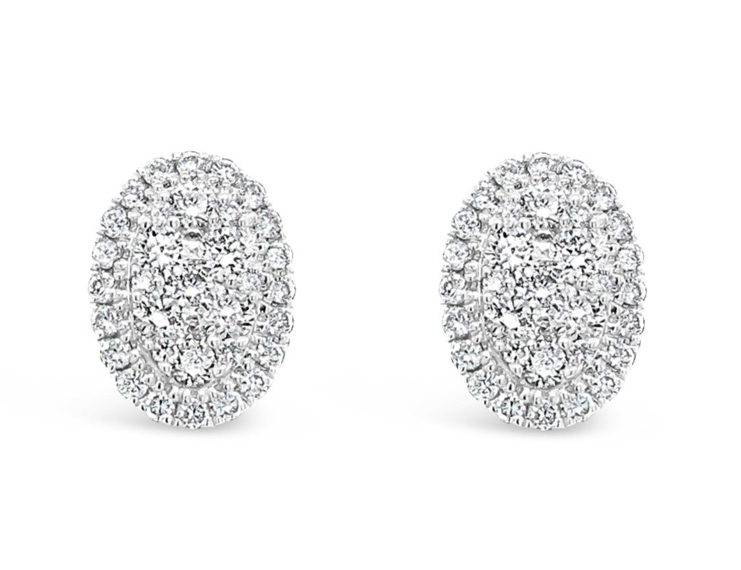 Oval Diamonds Cluster Studs for Sale