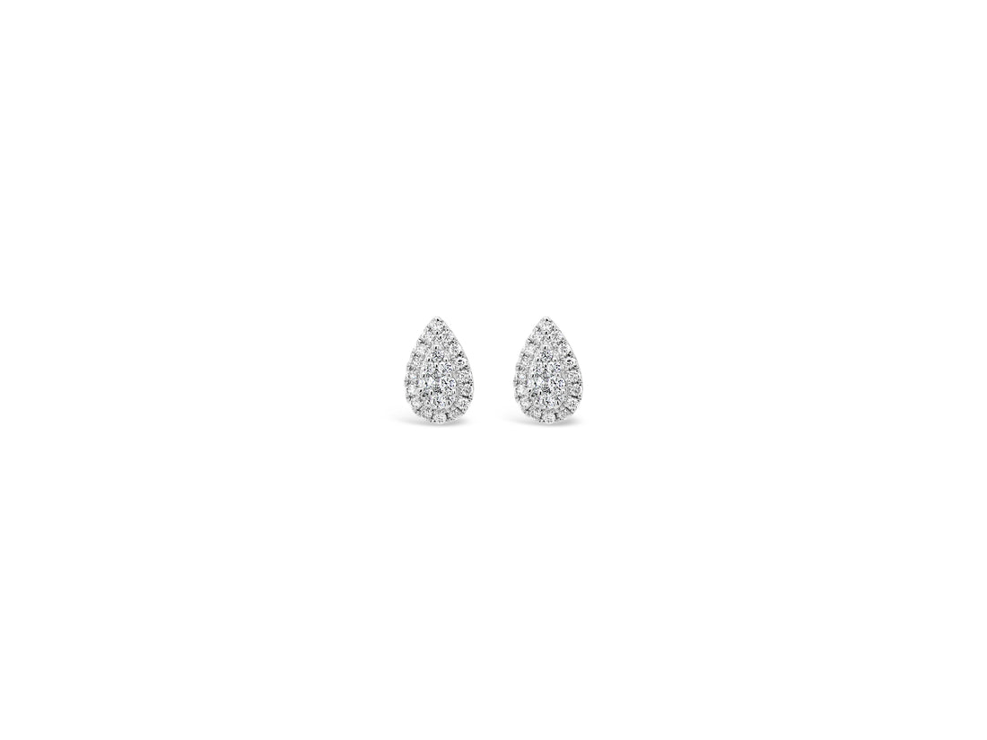 Pear Halo Cluster Diamonds Studs