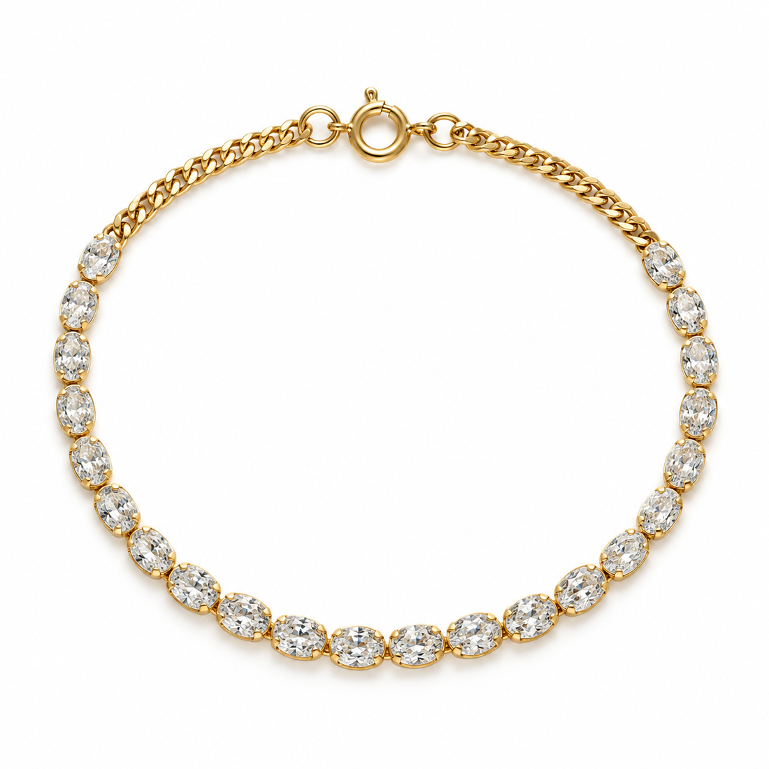 14k Yelow Gold Oval Shape Lab Grown Diamond Bracelet