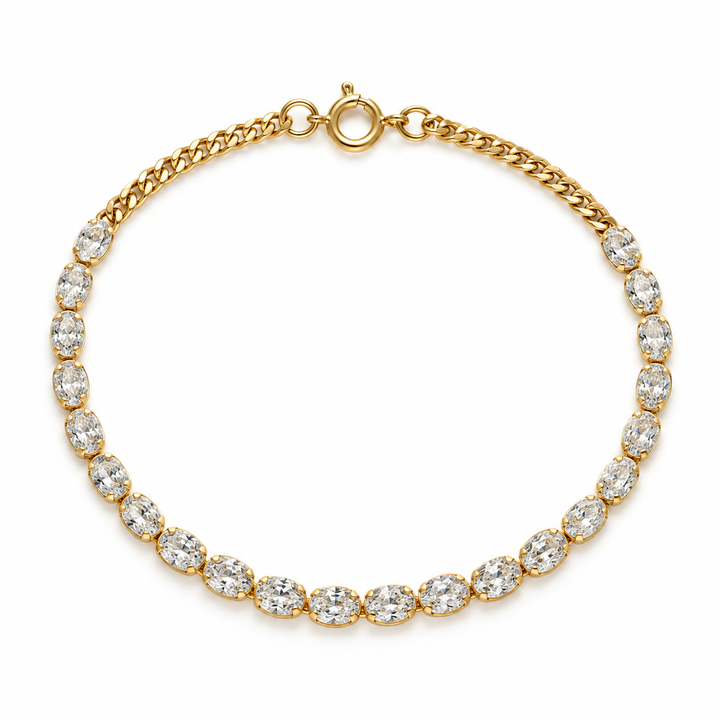 14k Yelow Gold Oval Shape Lab Grown Diamond Bracelet