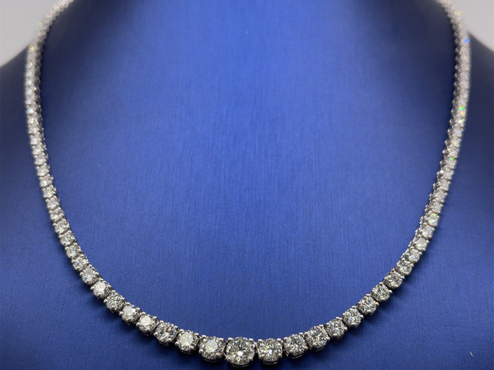 Medium Size Graduated Diamond Tennis Necklace - Elgrissy Diamonds