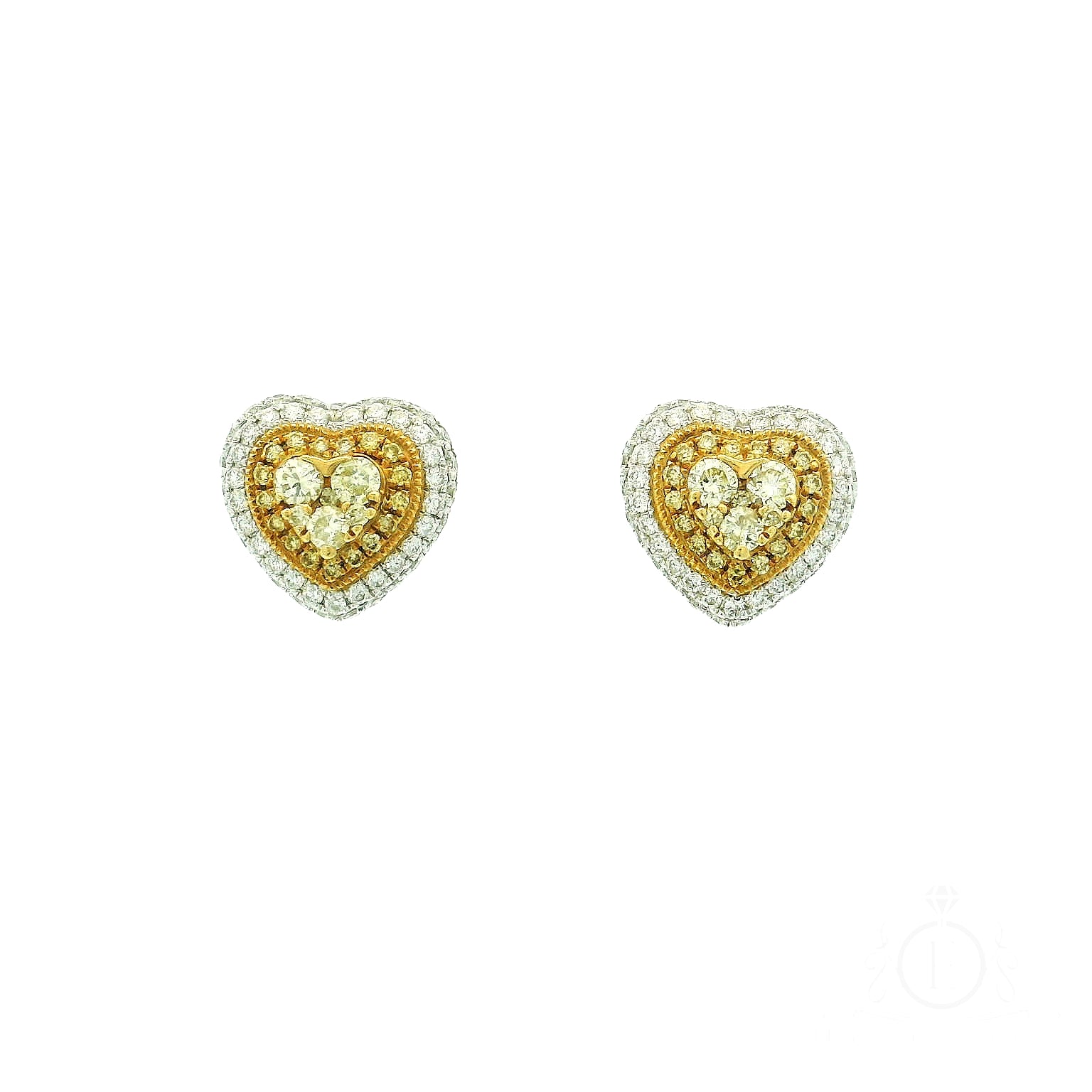 Fancy Yellow Halo Heart Studs for Rent