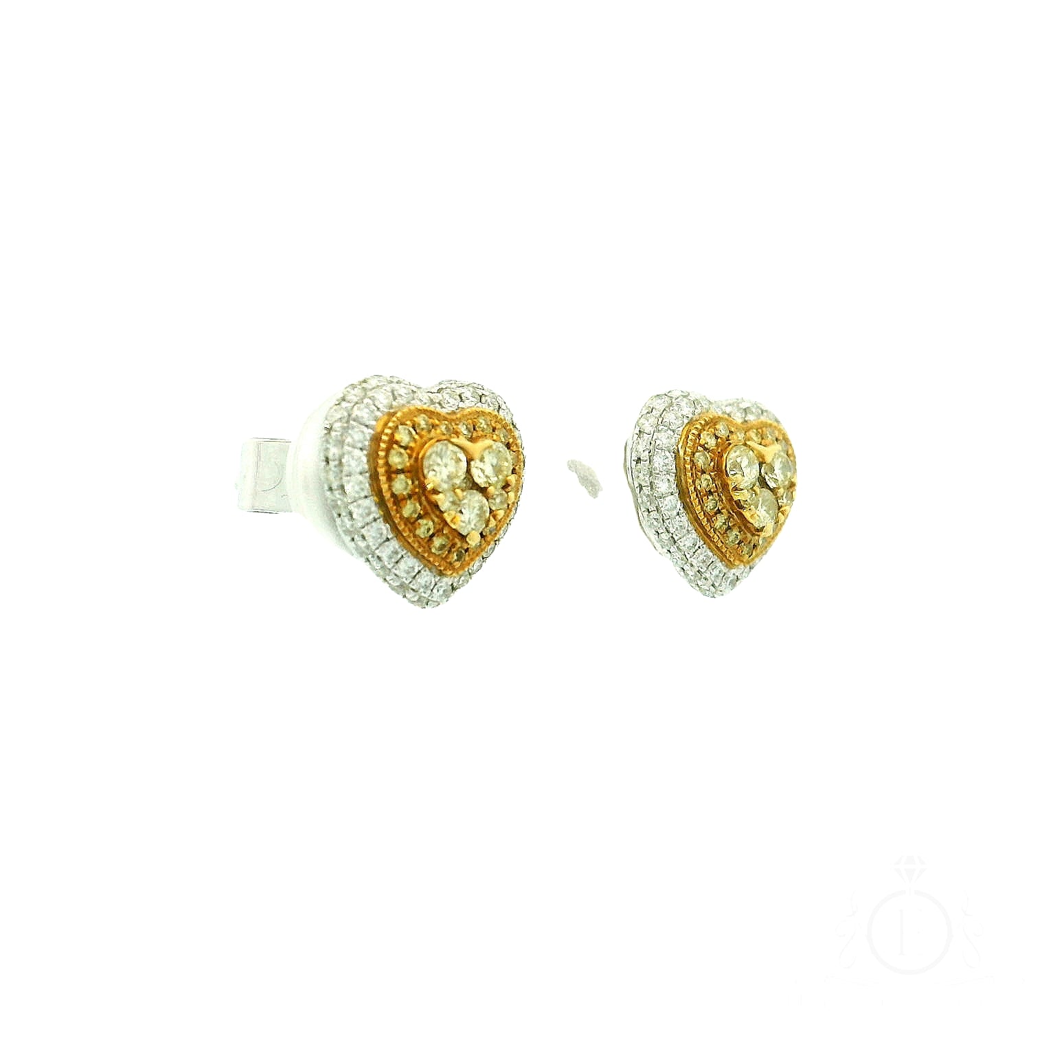 Fancy Yellow Halo Heart Studs for Rent
