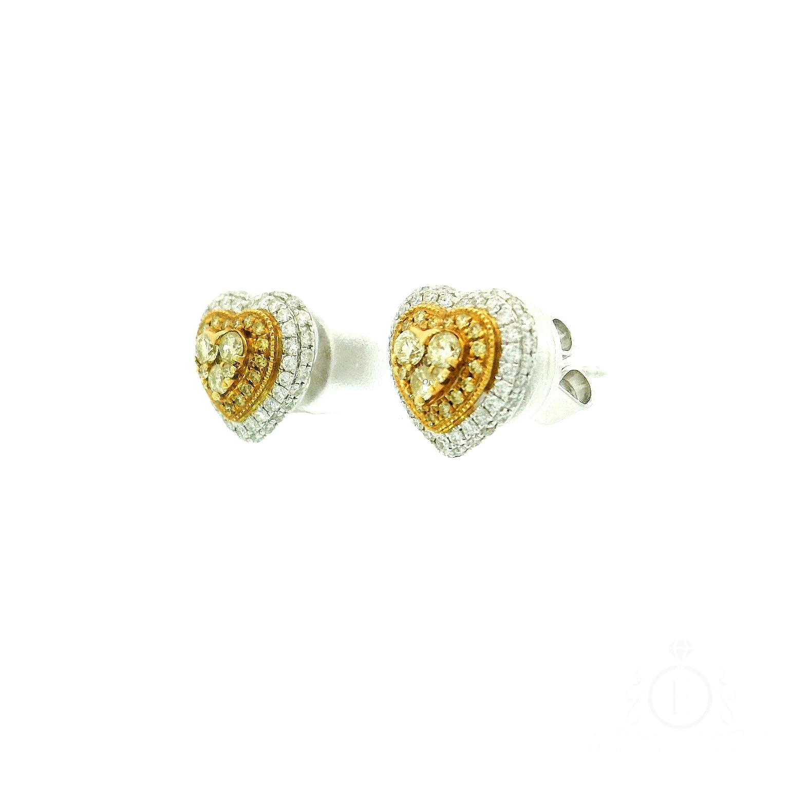 Fancy Yellow Halo Heart Studs for Rent