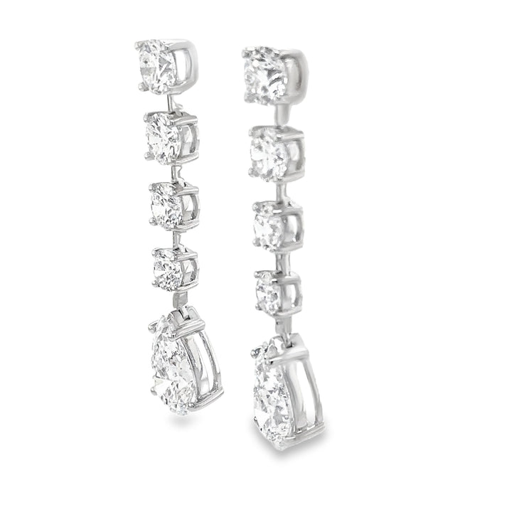 Graduated Round and Pear Diamond Earrings - Elgrissy Diamonds