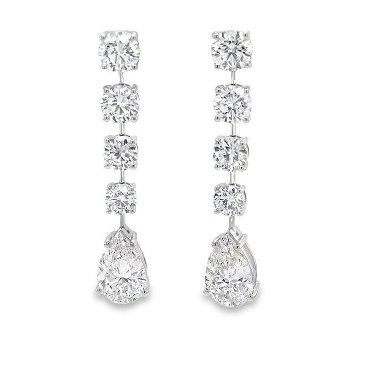 Graduated Round and Pear Diamond Earrings - Elgrissy Diamonds