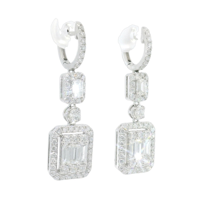 Double Halo Emerald Illusion Earrings - Elgrissy Diamonds