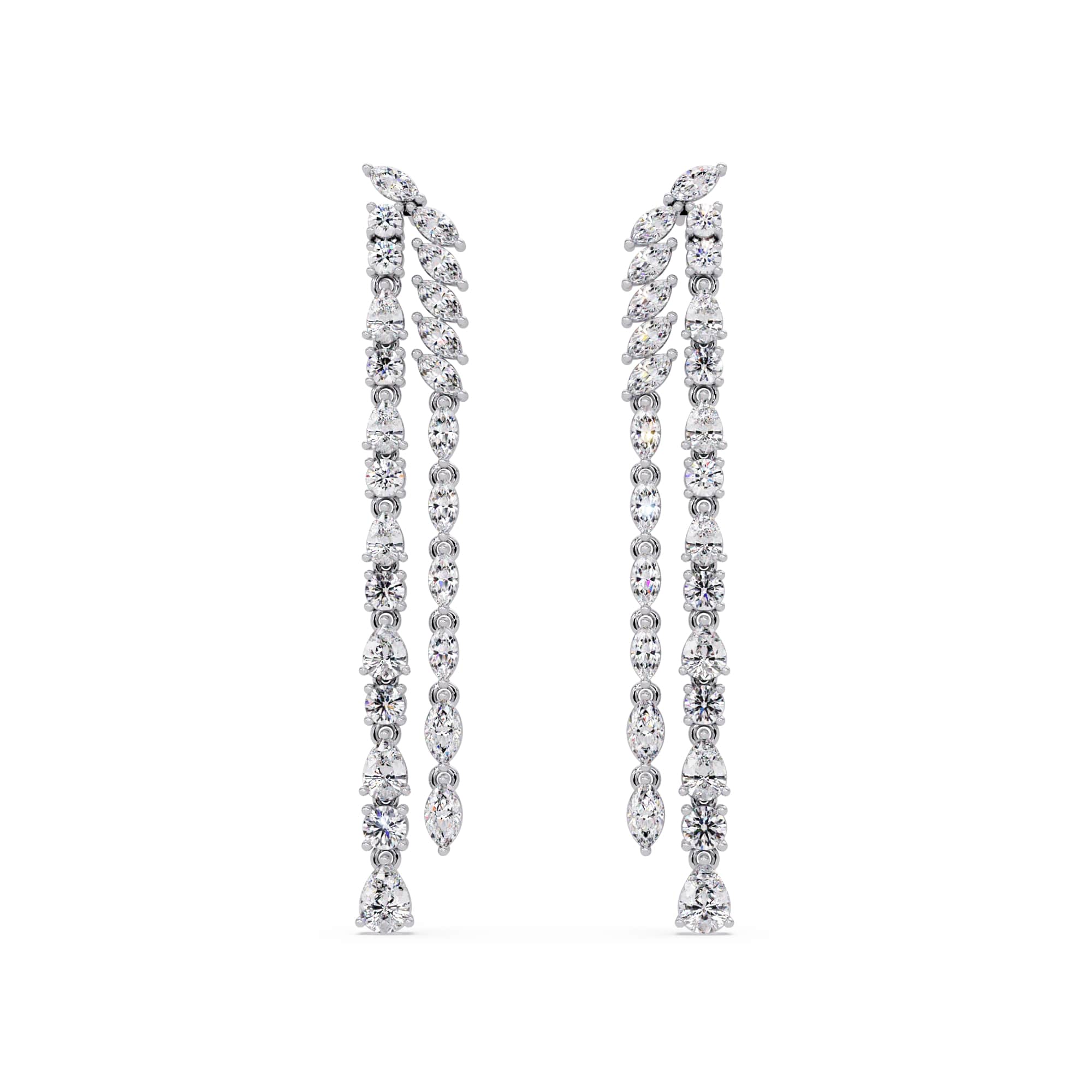 Mixed Shapes Two Layered Diamond Earrings