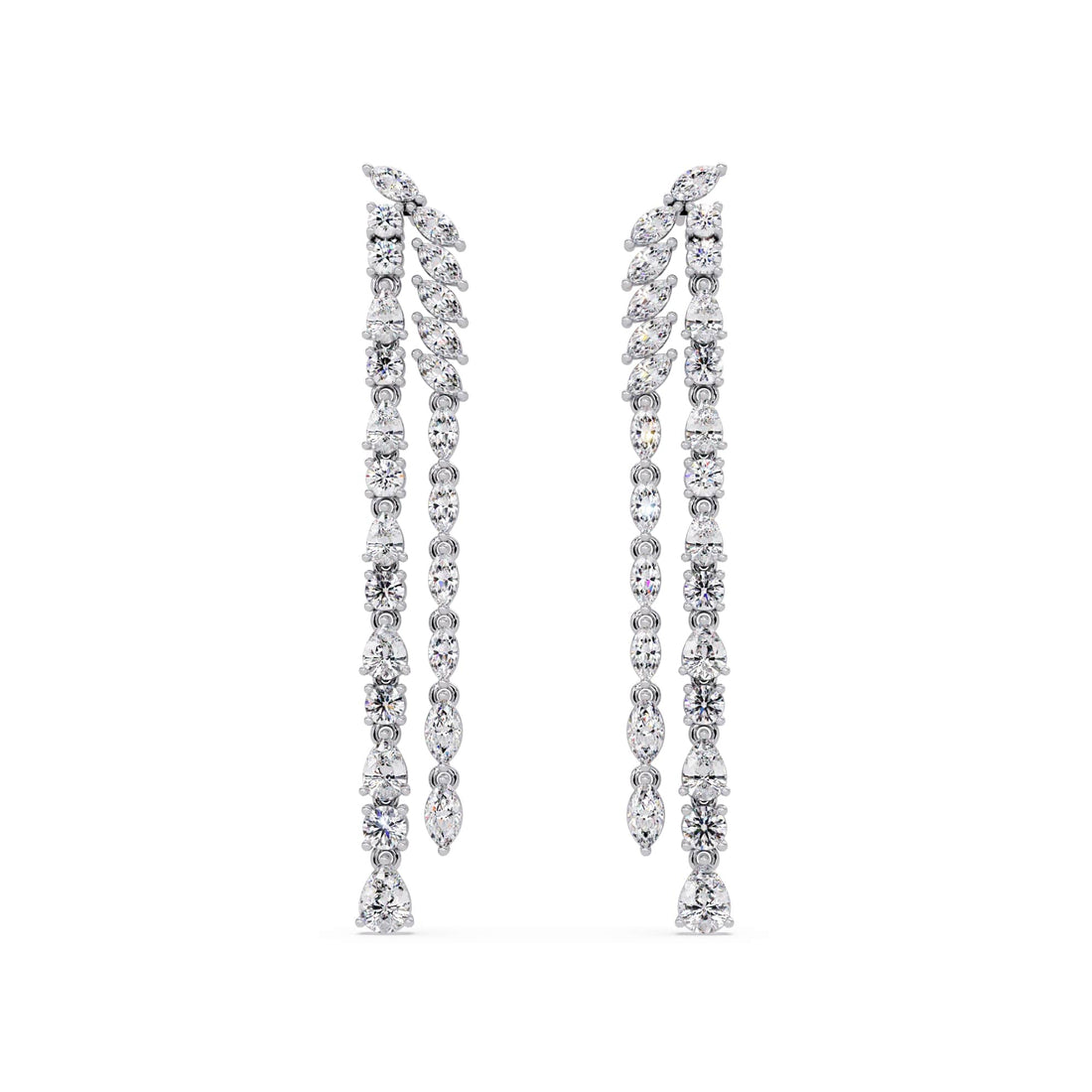 Mixed Shapes Two Layered Diamond Earrings