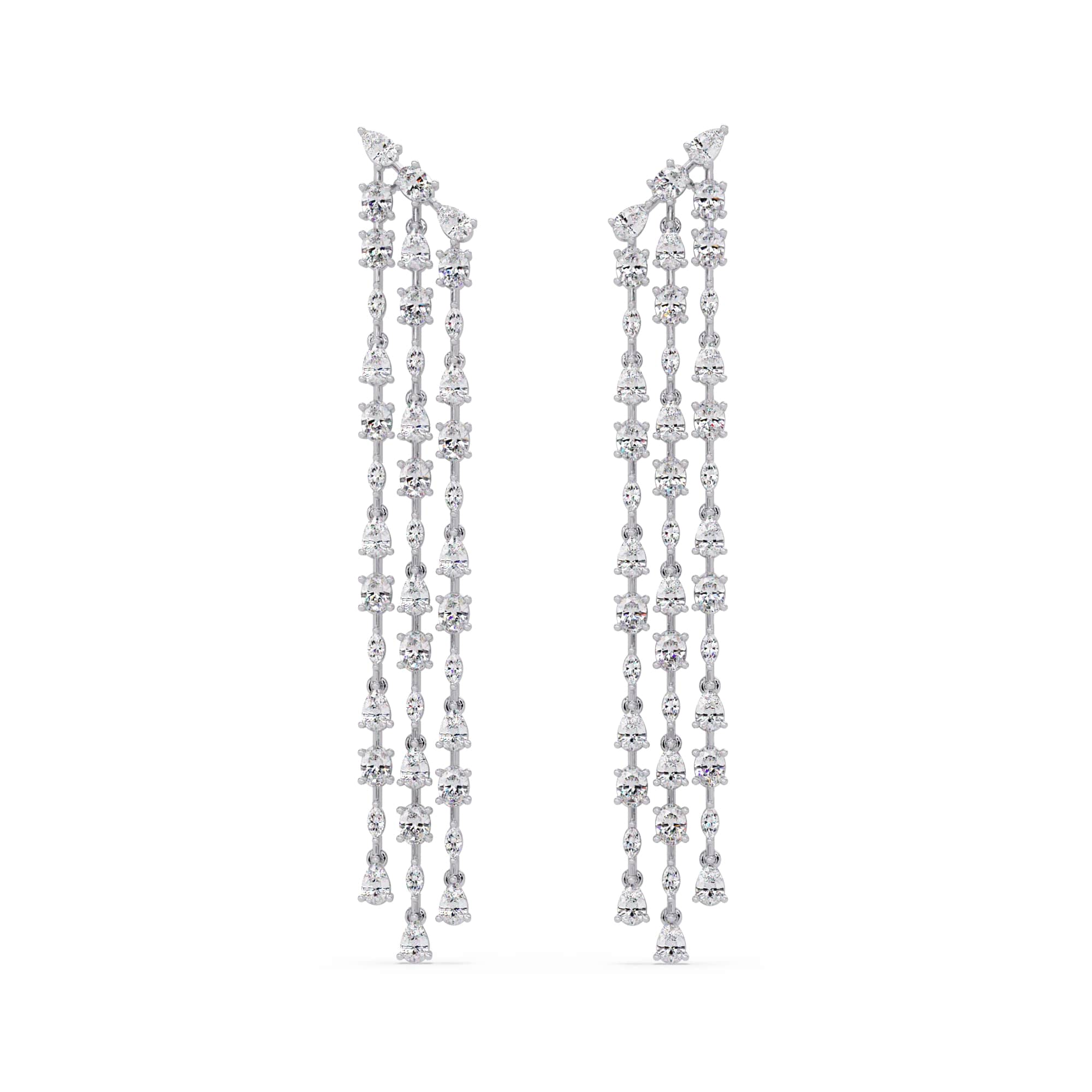 Three Layered Mixed Diamond Earrings