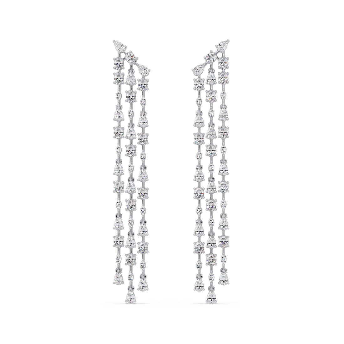 Three Layered Mixed Diamond Earrings