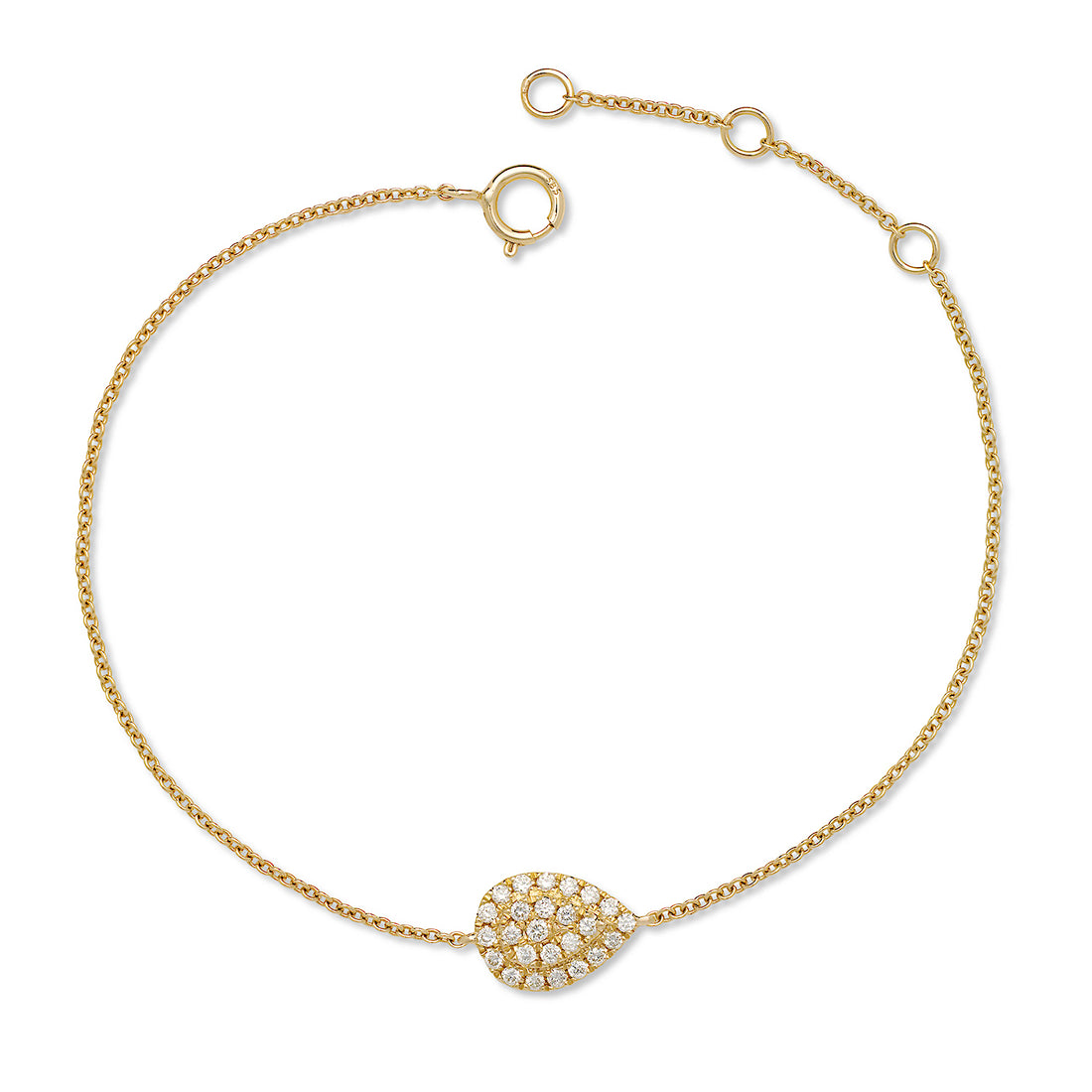 14K Yellow Gold Pear Shape Diamonds Bracelet
