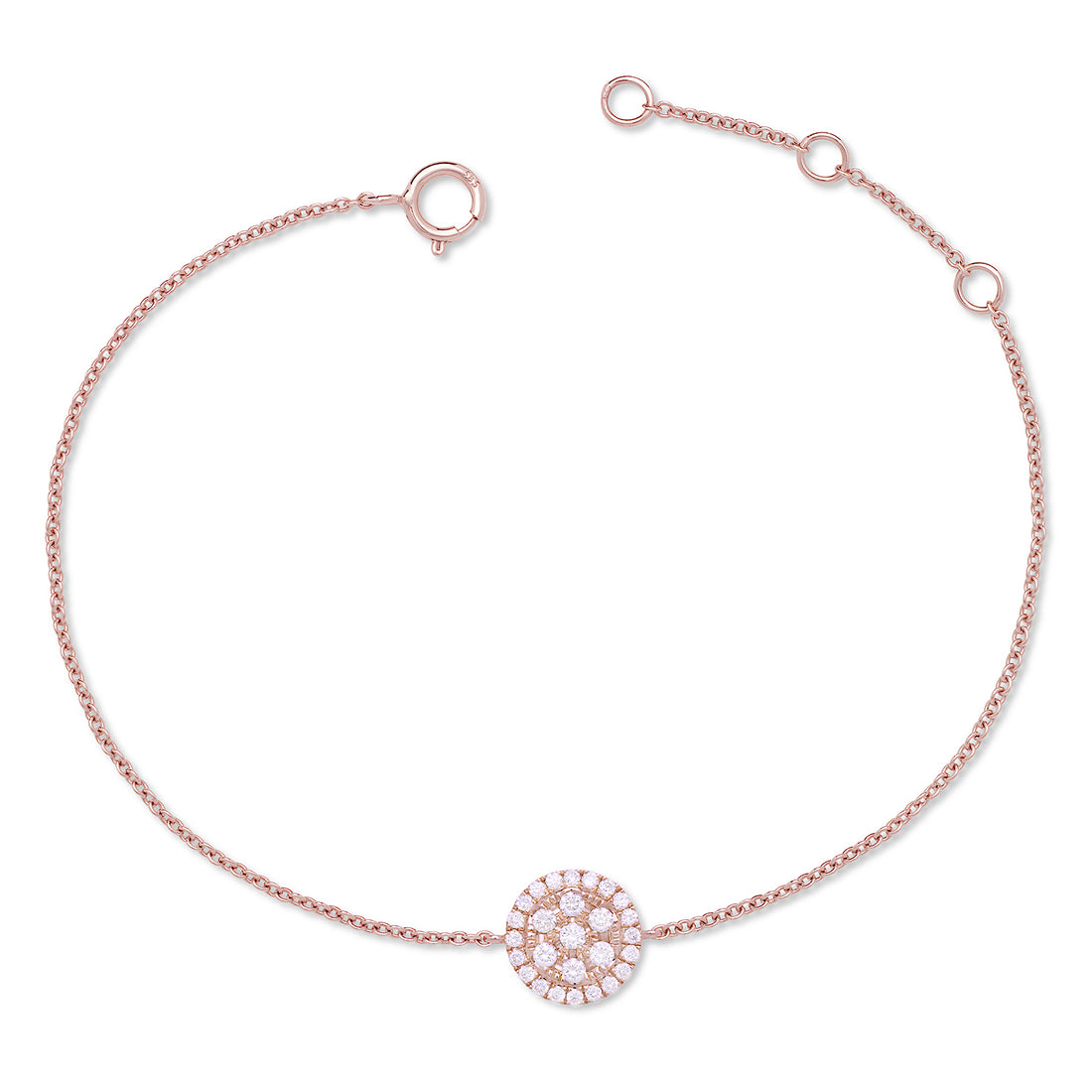 14K Rose Gold Diamonds Round Shape Bracelet