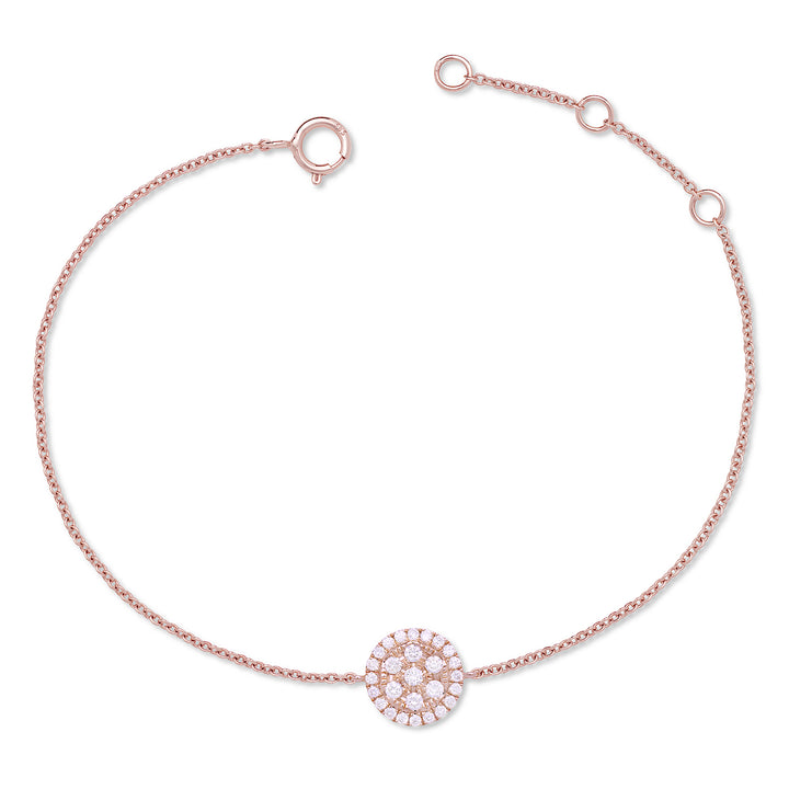 14K Rose Gold Diamonds Round Shape Bracelet