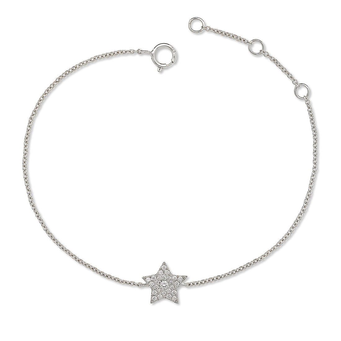 14K White Gold Star Diamonds Bracelet