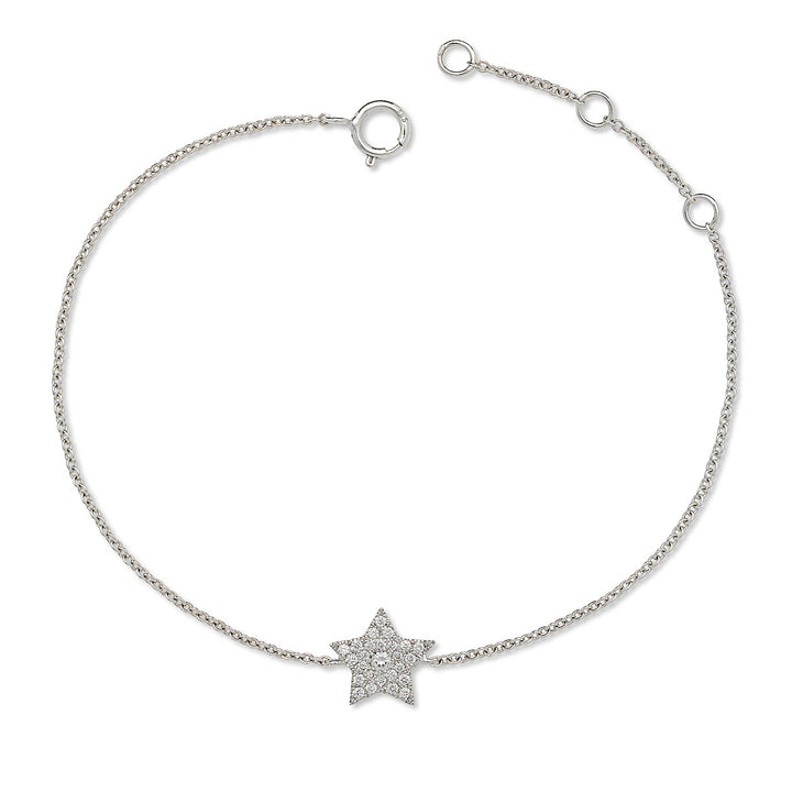 14K White Gold Star Diamonds Bracelet