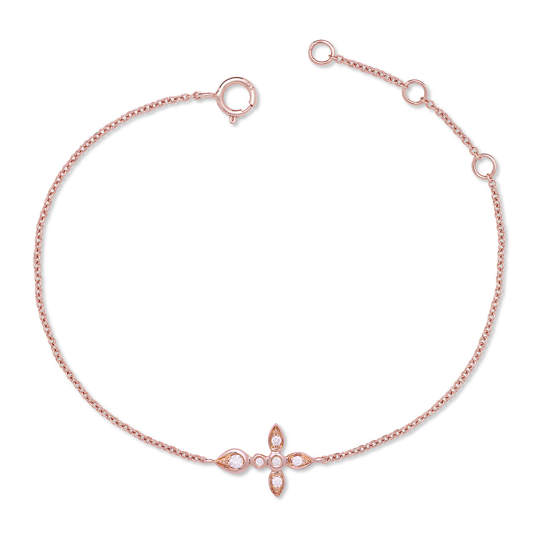 14K Rose Gold Cross Bracelet