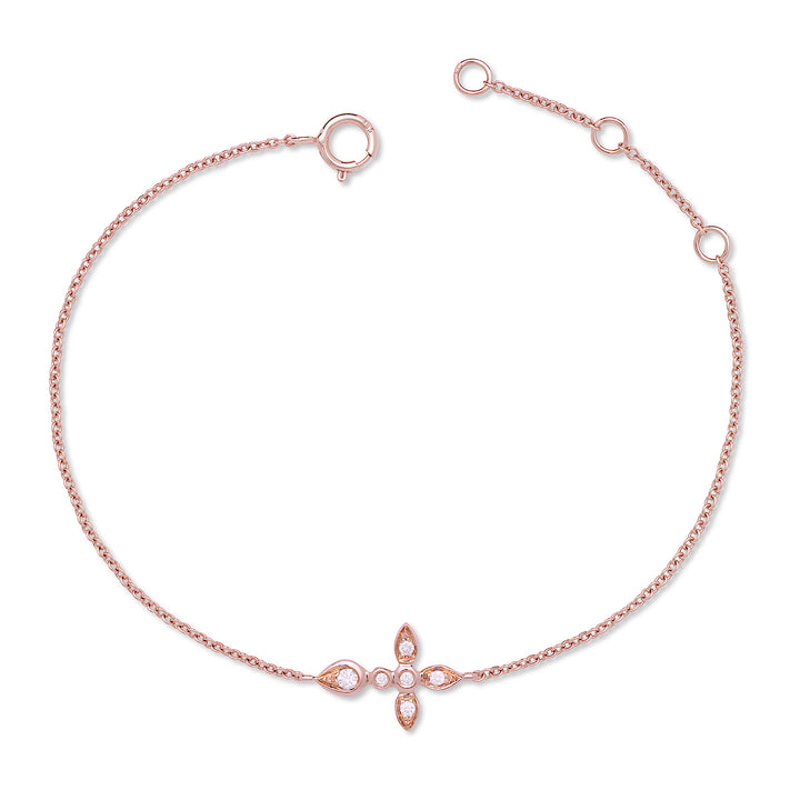 14K Rose Gold Cross Bracelet
