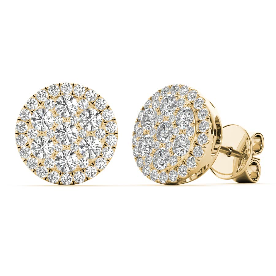 Medium Yellow Gold Diamionds Cluster Studs for Rent