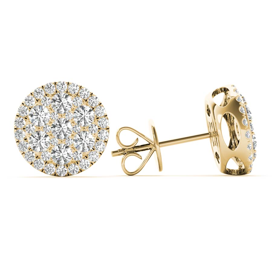 Medium Yellow Gold Diamionds Cluster Studs for Rent