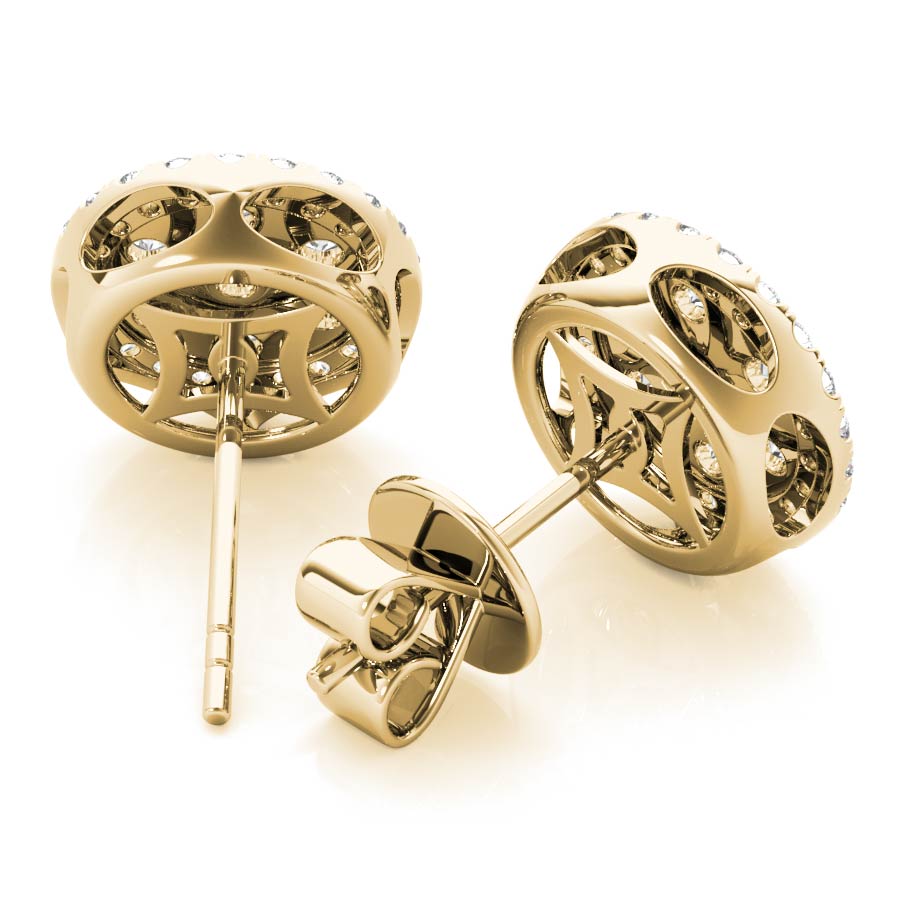 Medium Yellow Gold Diamionds Cluster Studs