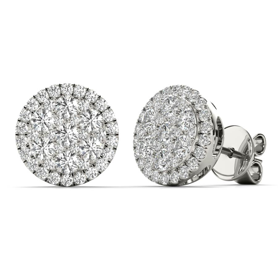 Medium Round Halo Cluster Studs for Rent
