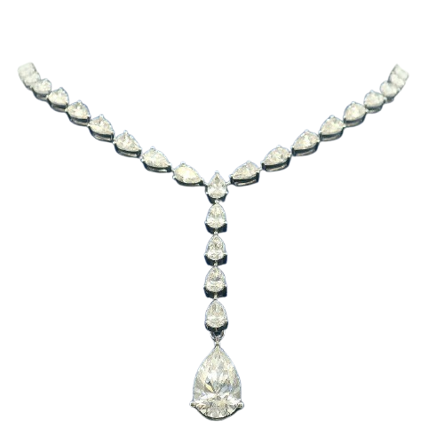 Marquise and Pear Diamonds Lariat Necklace